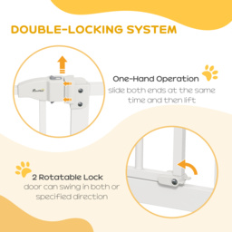 PawHut Adjustable Pet Safety Gate: No-Drill Installation, Auto-Close Feature for Doorways, Crisp White, 74-94cm - Aosom UK - thumbnail 4