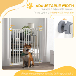 PawHut Adjustable Pet Safety Gate: No-Drill Installation, Auto-Close Feature for Doorways, Crisp White, 74-94cm - Aosom UK - thumbnail 7