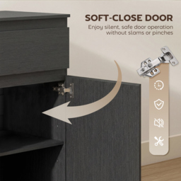 HOMCOM Modern Sideboard, Sideboard Storage Cabinet with 5 Drawers, Adjustable Shelf, Soft-Close Door, Black - thumbnail 6
