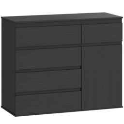 HOMCOM Modern Sideboard, Sideboard Storage Cabinet with 5 Drawers, Adjustable Shelf, Soft-Close Door, Black - thumbnail 1