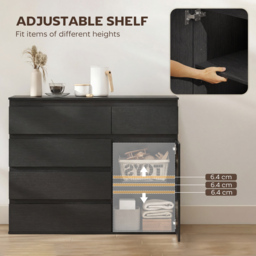 HOMCOM Modern Sideboard, Sideboard Storage Cabinet with 5 Drawers, Adjustable Shelf, Soft-Close Door, Black - thumbnail 5