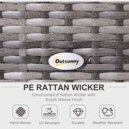 Outsunny Rattan Garden Furniture 4 Seaters Half-round Patio Outdoor Sofa & Table Set Wicker Weave Conservatory Cushioned Seat with Pillow - Grey - thumbnail 4