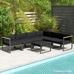 Outsunny Replacement Cushions for Rattan Furniture, 14 Piece Outdoor Seat Cushion Pad for Patio, 7 Seat Cushions and 7 Back Cushions, Black - thumbnail 7