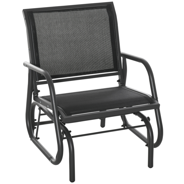 Outsunny Outdoor Gliding Swing Chair Garden Seat w/ Mesh Seat Curved Back Steel Frame Armrests Comfortable Lounge Furniture Dark Grey Black - image 1