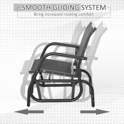 Outsunny Outdoor Gliding Swing Chair Garden Seat w/ Mesh Seat Curved Back Steel Frame Armrests Comfortable Lounge Furniture Dark Grey Black - thumbnail 5
