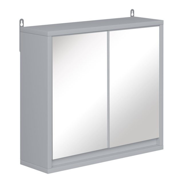 HOMCOM Bathroom Wall Cabinet with Mirror, Adjustable Shelf, Cushioned Door with Quiet Close, for Bathroom or Bedroom Vanity, Grey - Aosom UK - image 1