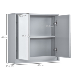 HOMCOM Bathroom Wall Cabinet with Mirror, Adjustable Shelf, Cushioned Door with Quiet Close, for Bathroom or Bedroom Vanity, Grey - Aosom UK - thumbnail 3