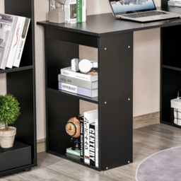HOMCOM 120cm Modern Computer Desk Bookshelf Writing Table Workstation PC Laptop Study Home Office 6 Shelves Black - Aosom UK - thumbnail 9
