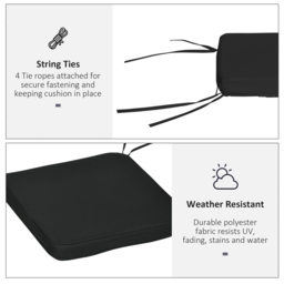 Outsunny Garden Chair Cushions, Set of 6, Dining Seat Pads with Straps, Removable for Indoor/Outdoor Use, Black - Aosom UK - thumbnail 5