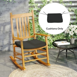Outsunny Garden Chair Cushions, Set of 6, Dining Seat Pads with Straps, Removable for Indoor/Outdoor Use, Black - Aosom UK - thumbnail 2