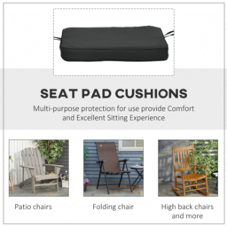 Outsunny Garden Chair Cushions, Set of 6, Dining Seat Pads with Straps, Removable for Indoor/Outdoor Use, Black - Aosom UK - thumbnail 6