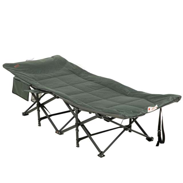 Outsunny Sun Lounger Foldable, Padded Patio Camping Bed with Adjustable 170 Recline & Accessories, Grey - Aosom UK - image 1