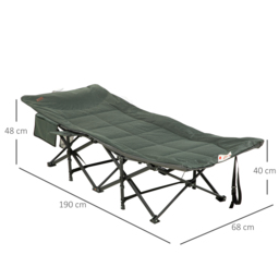 Outsunny Sun Lounger Foldable, Padded Patio Camping Bed with Adjustable 170 Recline & Accessories, Grey - Aosom UK - thumbnail 3
