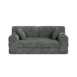 Convertible Sofa Bed with Metal Frame and High-Density Foam, 2-Seater Sleeper Sofa with High Backrest, 168L x 80W x 81H cm, Dark Gray - Aosom UK - thumbnail 2