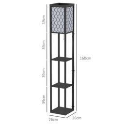 HOMCOM Shelf Floor Lamp Modern Standing Lamp for Living Room Light with 4-tier Open Shelves Large Storage Display - Aosom UK - thumbnail 3