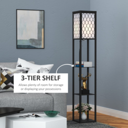 HOMCOM Shelf Floor Lamp Modern Standing Lamp for Living Room Light with 4-tier Open Shelves Large Storage Display - Aosom UK - thumbnail 6