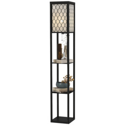 HOMCOM Shelf Floor Lamp Modern Standing Lamp for Living Room Light with 4-tier Open Shelves Large Storage Display - Aosom UK - thumbnail 1