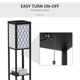 HOMCOM Shelf Floor Lamp Modern Standing Lamp for Living Room Light with 4-tier Open Shelves Large Storage Display - Aosom UK - thumbnail 5
