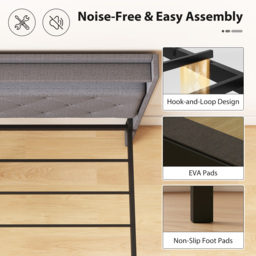HOMCOM Floating Bed Frame, Upholstered 5ft King Size Bed, Platform Bed with RGB LED Lights and Charging Station, Grey - thumbnail 9
