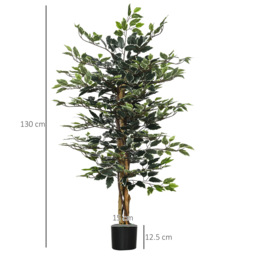 HOMCOM Verdant Oasis: Lifelike 130cm Ficus Tree in Pot, Realistic Foliage for Indoor & Outdoor Decor, Lush Green - Aosom UK - thumbnail 3