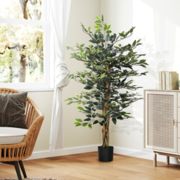 HOMCOM Verdant Oasis: Lifelike 130cm Ficus Tree in Pot, Realistic Foliage for Indoor & Outdoor Decor, Lush Green - Aosom UK - thumbnail 4