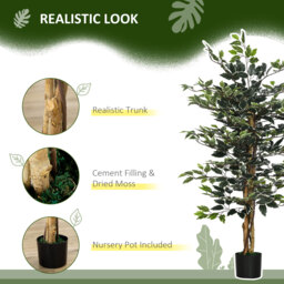 HOMCOM Verdant Oasis: Lifelike 130cm Ficus Tree in Pot, Realistic Foliage for Indoor & Outdoor Decor, Lush Green - Aosom UK - thumbnail 5