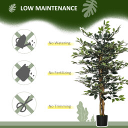 HOMCOM Verdant Oasis: Lifelike 130cm Ficus Tree in Pot, Realistic Foliage for Indoor & Outdoor Decor, Lush Green - Aosom UK - thumbnail 6