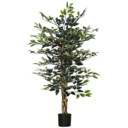 HOMCOM Verdant Oasis: Lifelike 130cm Ficus Tree in Pot, Realistic Foliage for Indoor & Outdoor Decor, Lush Green - Aosom UK