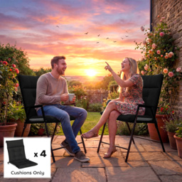 Outsunny Patio Chair Cushions Set of 4, Waterproof Non-Slip Lounge Chair Cushions, 112x53cm, Black - thumbnail 9