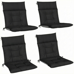 Outsunny Patio Chair Cushions Set of 4, Waterproof Non-Slip Lounge Chair Cushions, 112x53cm, Black