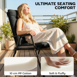 Outsunny Patio Chair Cushions Set of 4, Waterproof Non-Slip Lounge Chair Cushions, 112x53cm, Black - thumbnail 4