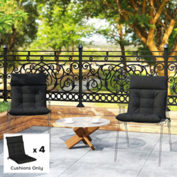 Outsunny Patio Chair Cushions Set of 4, Waterproof Non-Slip Lounge Chair Cushions, 112x53cm, Black - thumbnail 2