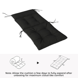 Outsunny Patio Chair Cushions Set of 4, Waterproof Non-Slip Lounge Chair Cushions, 112x53cm, Black - thumbnail 7