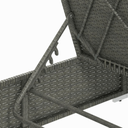 Outsunny Rattan Sun Lounger, Five-Position Reclining Garden Lounger Bed with Cushion, Light Grey - thumbnail 9