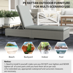 Outsunny Rattan Sun Lounger, Five-Position Reclining Garden Lounger Bed with Cushion, Light Grey - thumbnail 7