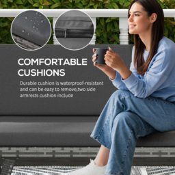 Outsunny 2 Seater Rattan Folding Daybed Sofa Bench Garden Chaise Lounger Loveseat with Cushion Outdoor Patio Grey - Aosom UK - thumbnail 7