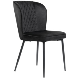 Set of 2 Modern Velvet Black Dining Chairs with 4 Metal Legs, Lounge Chair with Backrest for Dining Room, Living Room, 47x43x86 cm, Black - Aosom.UK - thumbnail 8