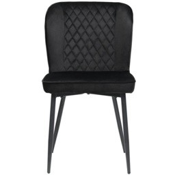 Set of 2 Modern Velvet Black Dining Chairs with 4 Metal Legs, Lounge Chair with Backrest for Dining Room, Living Room, 47x43x86 cm, Black - Aosom.UK - thumbnail 9