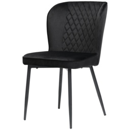Set of 2 Modern Velvet Black Dining Chairs with 4 Metal Legs, Lounge Chair with Backrest for Dining Room, Living Room, 47x43x86 cm, Black - Aosom.UK - thumbnail 7