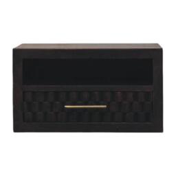 Solid Wood Wall-Mounted Nightstand with Shelf for Space-saving Storage, Hand-finished Floating Unit with Drawer, 32L x 45W x 25H cm, Brown - Aosom UK - thumbnail 2
