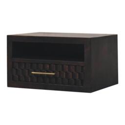 Solid Wood Wall-Mounted Nightstand with Shelf for Space-saving Storage, Hand-finished Floating Unit with Drawer, 32L x 45W x 25H cm, Brown - Aosom UK - thumbnail 7