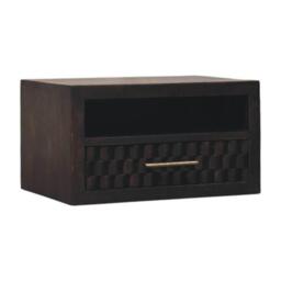 Solid Wood Wall-Mounted Nightstand with Shelf for Space-saving Storage, Hand-finished Floating Unit with Drawer, 32L x 45W x 25H cm, Brown - Aosom UK - thumbnail 8