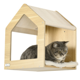 PawHut 8PCs Cat Shelves Set, Cat Wall Furniture w/ Condo, 3 Perches, 3 Scratching Posts, Wall Mounted Cat Tree for Indoor Cats, Beige - Aosom UK - thumbnail 8