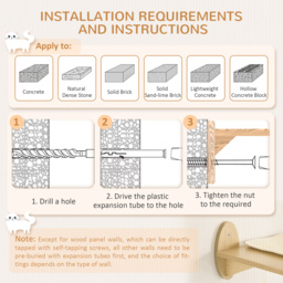 PawHut 8PCs Cat Shelves Set, Cat Wall Furniture w/ Condo, 3 Perches, 3 Scratching Posts, Wall Mounted Cat Tree for Indoor Cats, Beige - Aosom UK - thumbnail 6