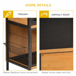PawHut 2-Floor Wooden Rabbit Hutch Bunny Cage Metal Frame Pet House with Slide-Out Tray Feeding Trough Ramp Lockable Door Openable Roof - Aosom UK - thumbnail 8