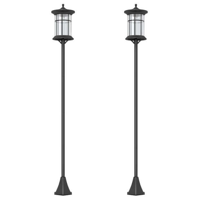 Outsunny Set of Two 1.8m Traditional Style Solar Lamp Posts - Black - image 1
