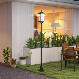 Outsunny Set of Two 1.8m Traditional Style Solar Lamp Posts - Black - thumbnail 9
