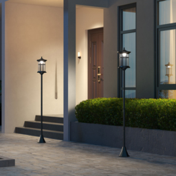 Outsunny Set of Two 1.8m Traditional Style Solar Lamp Posts - Black - thumbnail 8