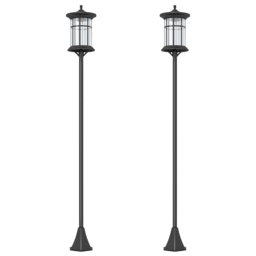 Outsunny Set of Two 1.8m Traditional Style Solar Lamp Posts - Black - thumbnail 1