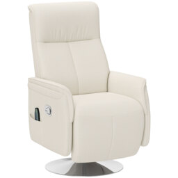 HOMCOM Massage Recliner Chair with Footstool, Upholstered Reclining Armchair with Adjustable Backrest and Steel Frame, Breathable Linen Fabric Swivel Chair for Living Room, Bedroom, Cream White - thumbnail 1
